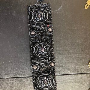 Vintage Black Hand Beaded Bracelet